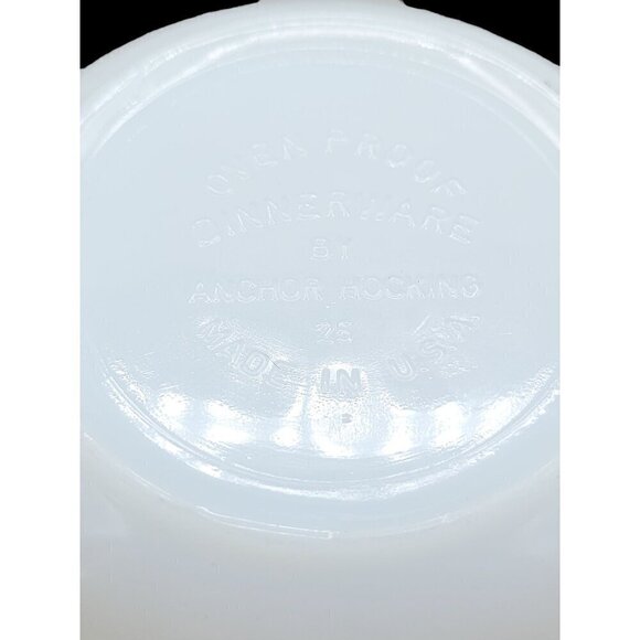 Anchor Hocking Ring Dish 3 White Milk Glass Bowl Scalloped Edges 4.75" Vintage - Picture 2 of 10